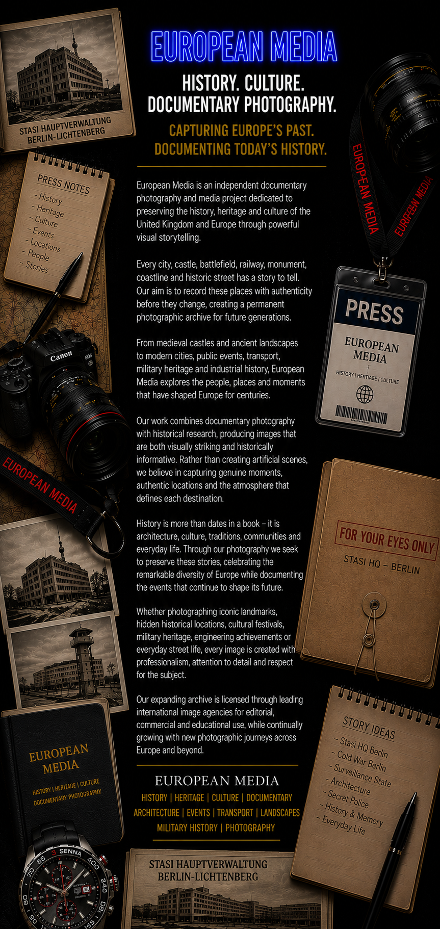 European Media independent journalism and documentary photography covering history, travel, culture and major events across the UK and Europe.
